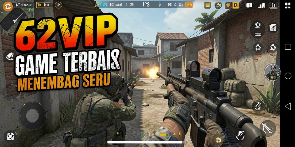Tangkapan layar gameplay 62VIP menampilkan aksi menembak yang intens.