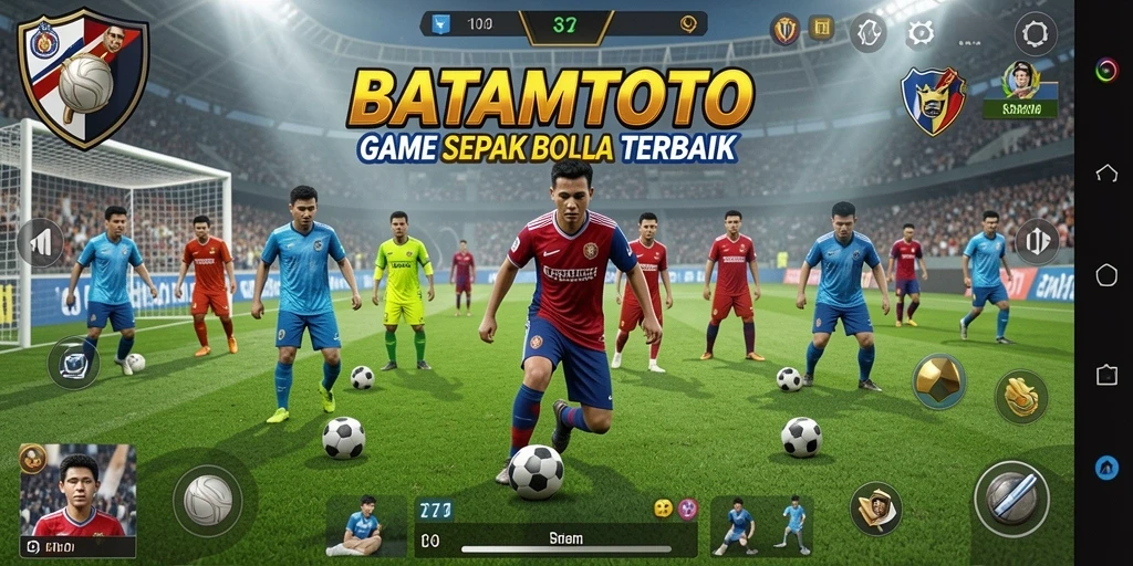 Screenshot utama BATAMTOTO menampilkan gameplay sepak bola yang seru.
