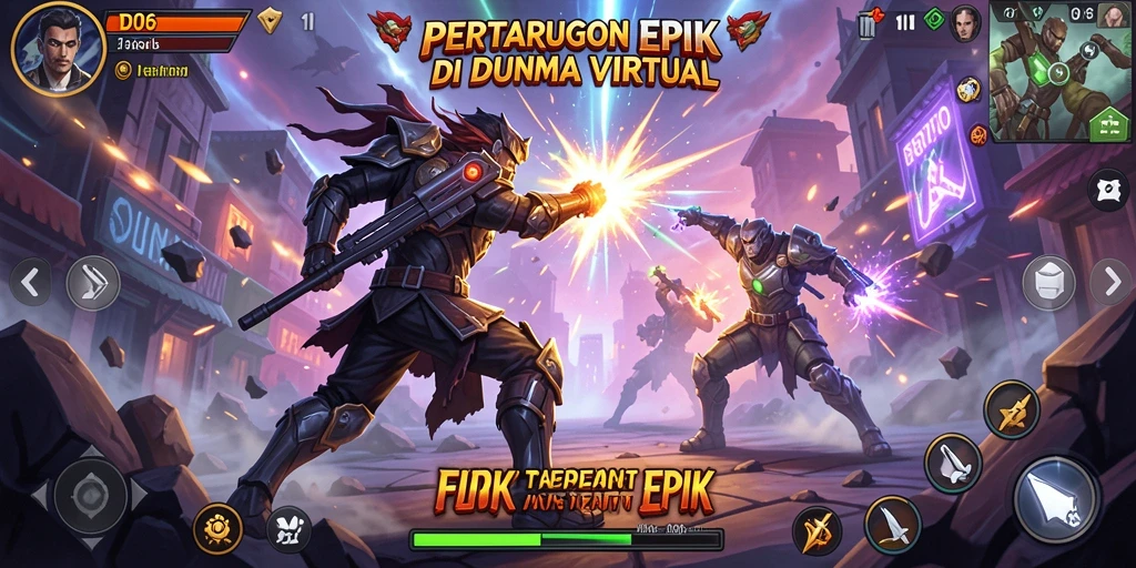 Screenshot D06 menampilkan pertarungan epik antara dua karakter.