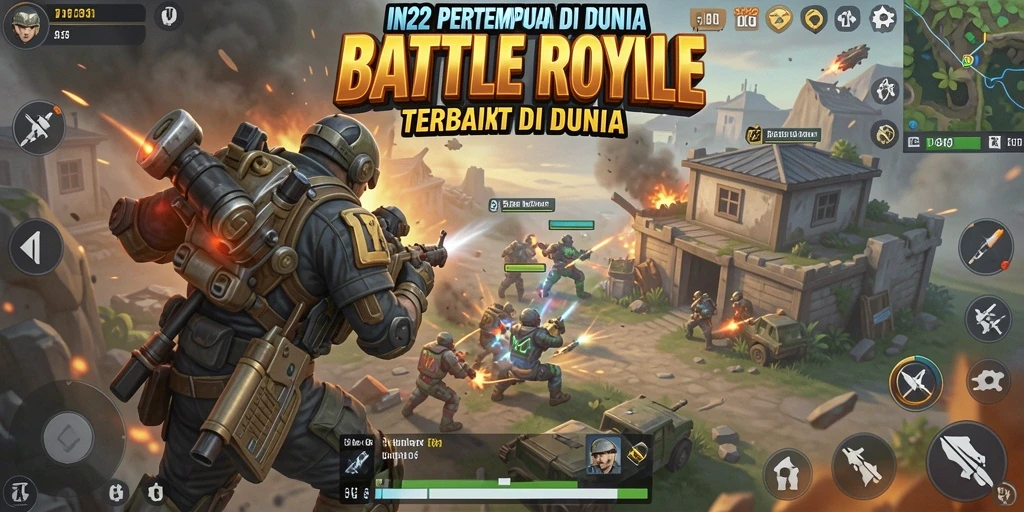 Tampilan gameplay seru di IN22 dengan momen pertempuran Battle Royale.