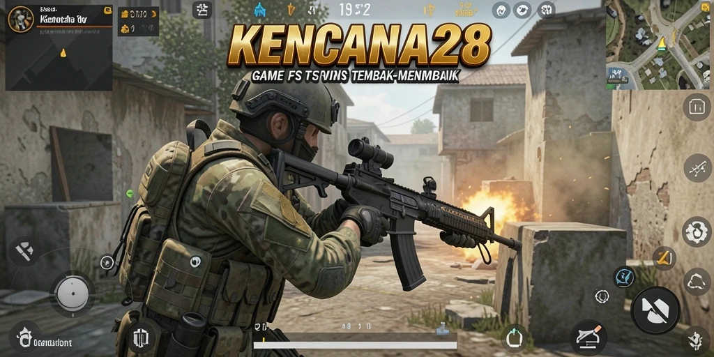 Tangkapan layar gameplay KENCANA28 menampilkan aksi tembak-menembak yang seru dan mendebarkan.