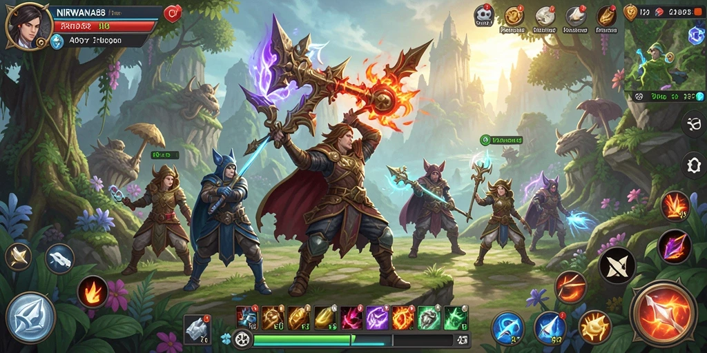 Tampilan gameplay ARPG NIRWANA88 yang memukau dan dinamis.