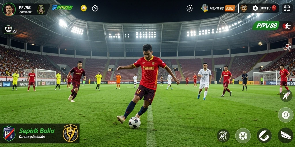 Tampilan gameplay PPV88 yang menarik dan mendebarkan saat pertandingan sepak bola.