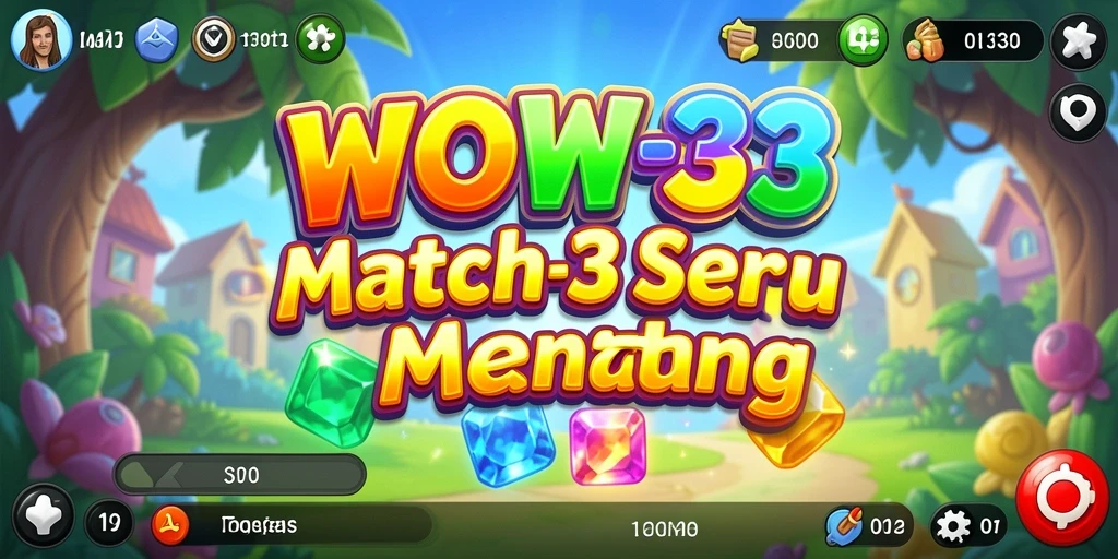 Tampilan gameplay WOW33 dengan tantangan Match-3 yang menarik.
